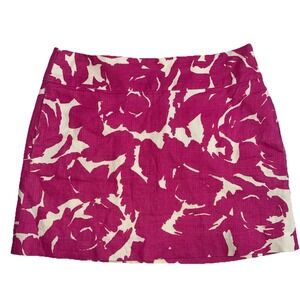 J Crew Women's Pink &White Linen Lined Mini Skirt Size‎ 4-Spring/Summer